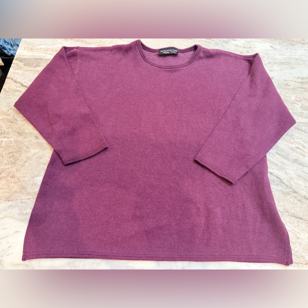 Vintage Metropolitan New York 10001 Purple Ribbed Knit Sweater 90s Y2K